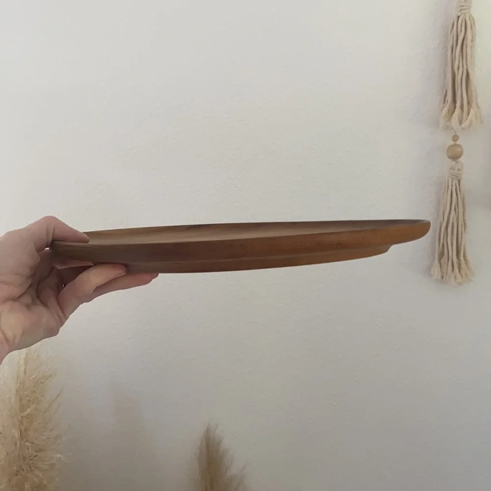 Myrtlewood wooden round tray modern farmhouse decor - Picture 5 of 16